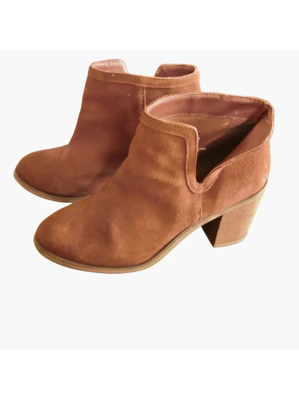 Brown Suede Ankle Booties Womens Shoes Size 9